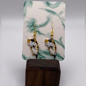 3 for $12 - Calico Dangling Cat Earrings